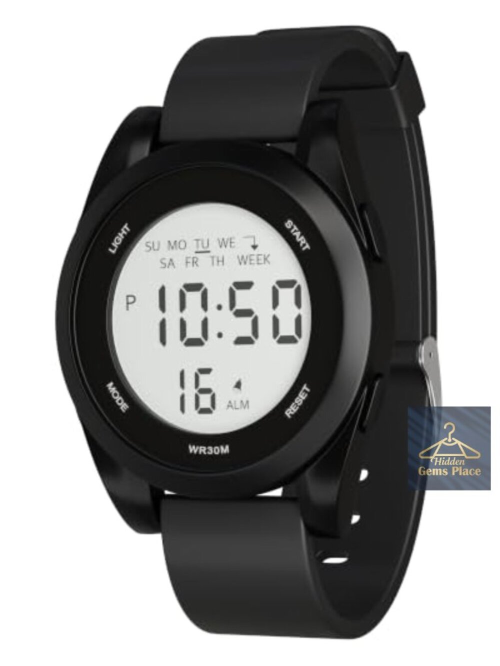 Multifunction Digital Sports Watch with EL Backlight - 30M Water Resistant